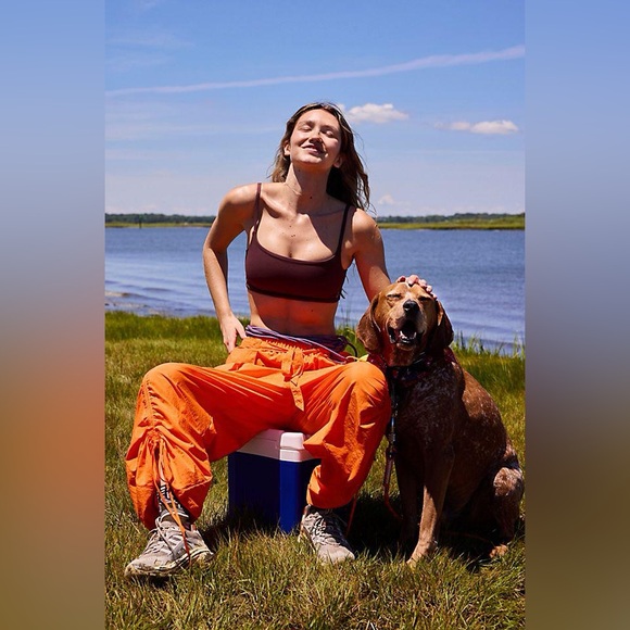 NWT FREE PEOPLE Movement In The Wildflowers Pants In Blood Orange - Picture 8 of 14